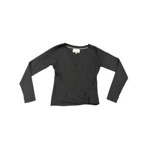 Brochu Walker Gray Ribbed Faux Wrap Sweater Womens L